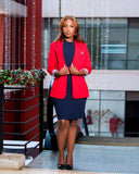 Red animal print handkerchief blazer