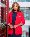 Red animal print handkerchief blazer