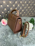 Gold Brown Buckle Bag