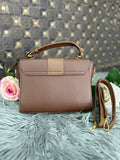 Gold Brown Buckle Bag