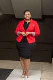 Red animal print handkerchief blazer