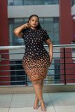 Brown polka necktie dress