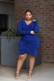 Midnight Blue Ruched Dress