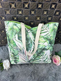 Green floral beach bags