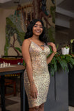 Gold strappy glitter dress , Dress,- Sarai Afrique